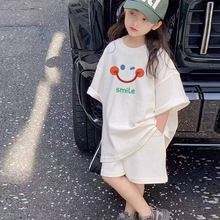 跨境爆款女童套装夏款2026新款儿童短袖T恤大童短裤运动两件套装