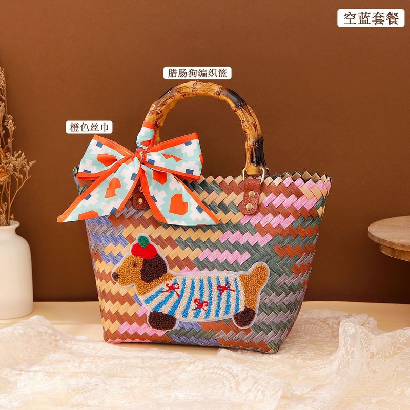 ダックスフント織りバスケット、女性のブライズメイドへのお土産、ハイエンドの実用的なギフト、ウェディングボックス、ハンドバッグ、姉妹へのウェディングギフト|undefined