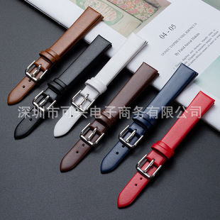 Calf Leather Strap Plain Flat Body Strap Needle Color Leather Strap Ultra Thin Body Wholesale Leather Watch with Pin Buckle