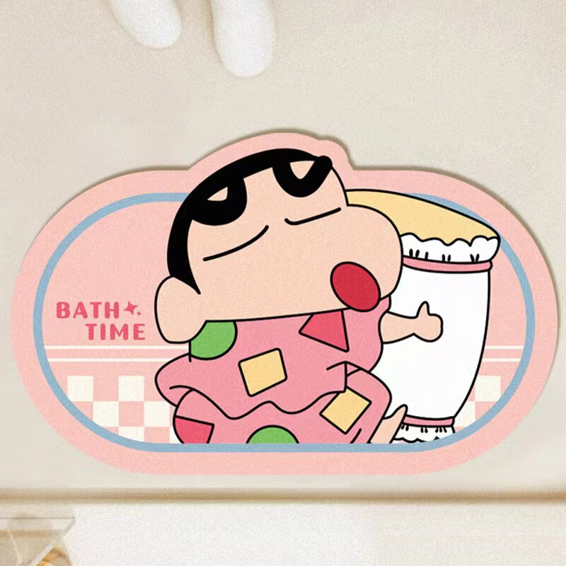 クレヨンしんちゃん漫画珪藻泥フロアマットかわいい浴室吸水性滑り止め速乾性フットマット家の装飾フロアマット|undefined