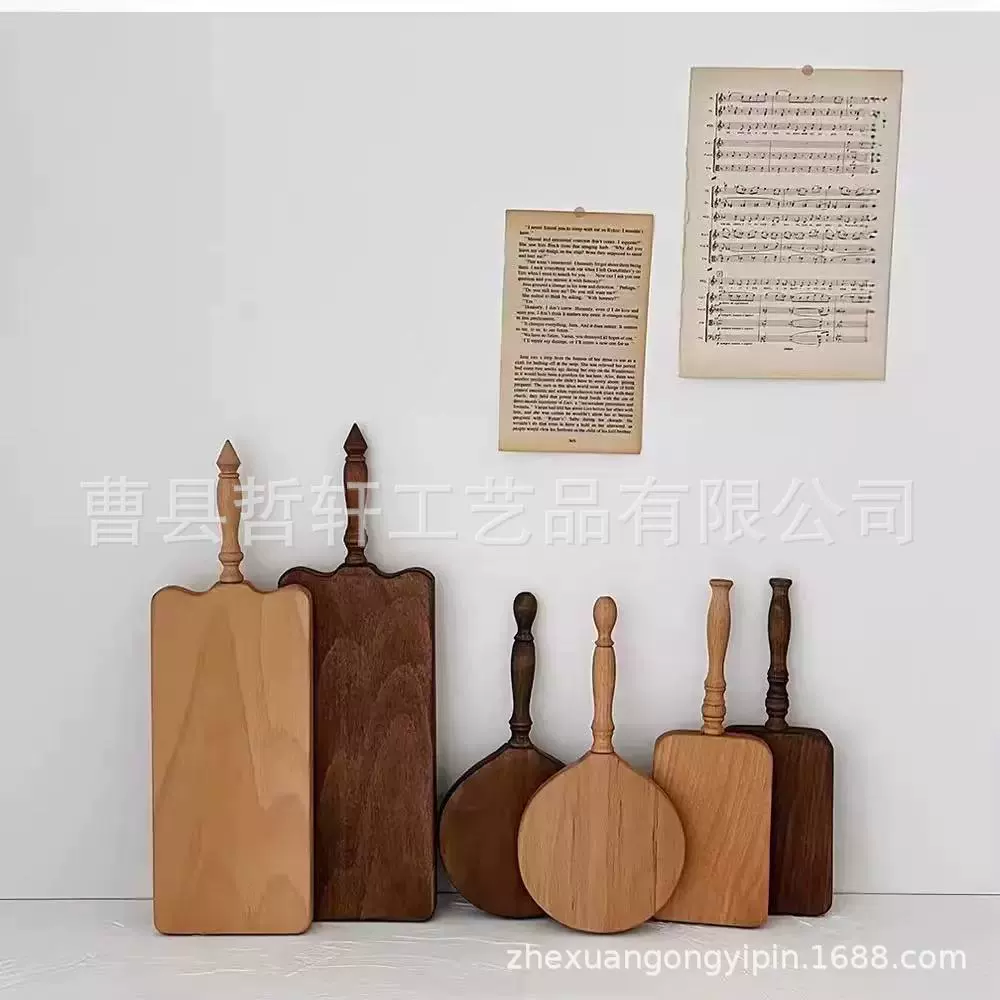 Трансграничный лоток из цельного дерева Домашний хлеб Десерт Диск с ручкой Поднос для завтрака Стейк Блейк Несколько Спецификаций Деревянная тарелка