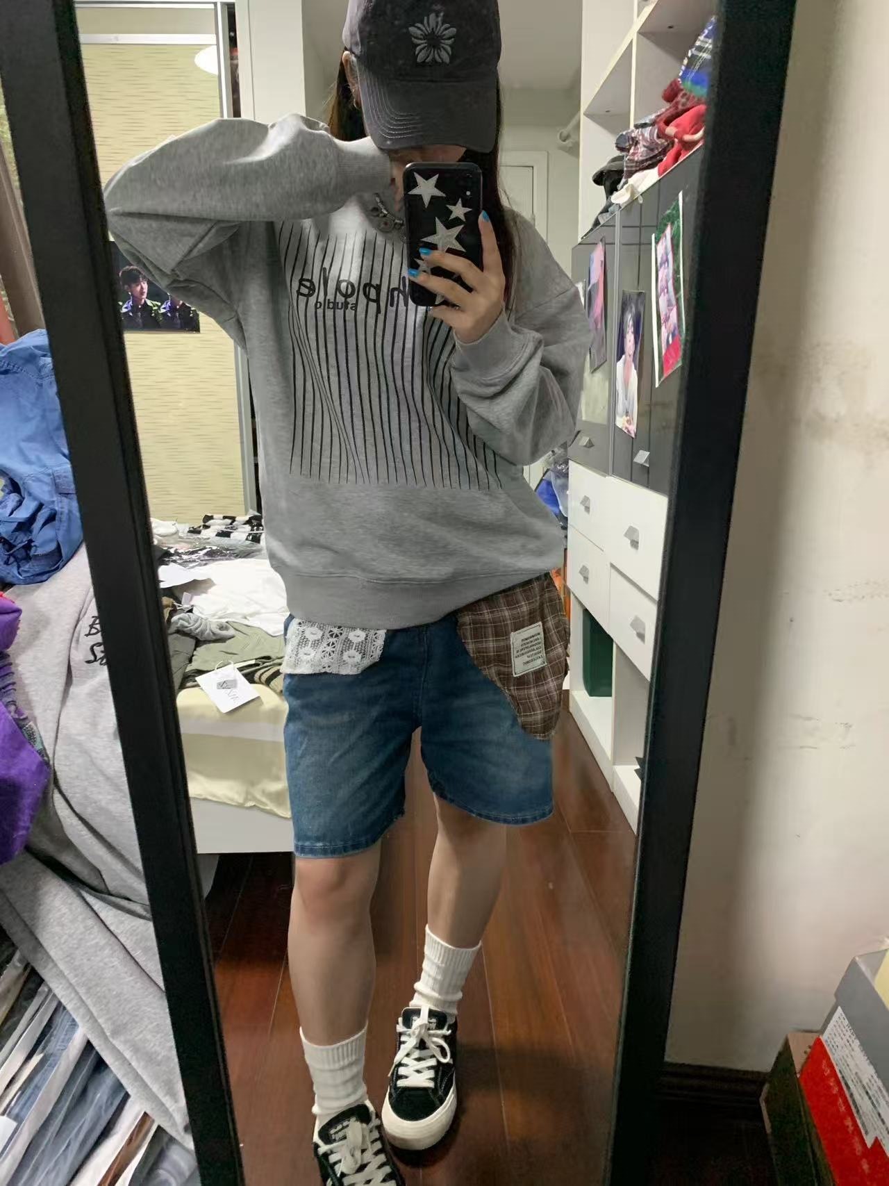 Live Stream Quality: [Pure Cotton/Hua Mian Composite Thin Style 320g/Silver Fox Fleece Lined Style 420g] Round Neck with Printed Back