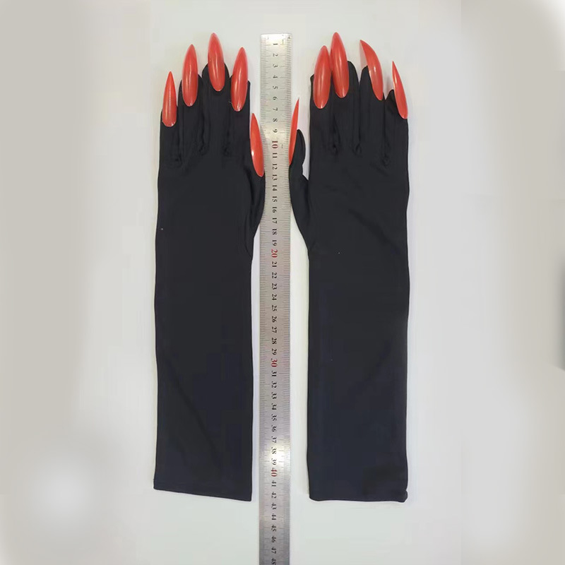 Halloween guantes de fantasma de uñas largas hollowen cosplay espectáculo largo espectáculo ropa de props garras X20