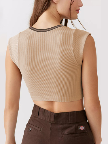 Cross-border new Y2K sexy hottie women's European and American style navel-baring inner vest with irregular neckline slim fit top