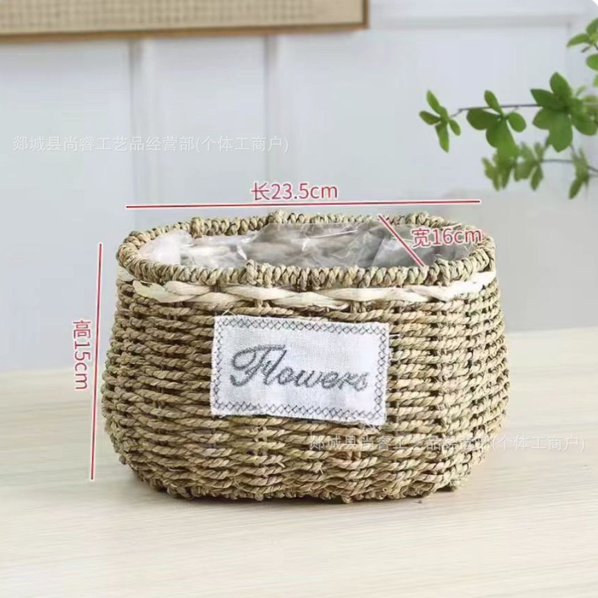 Cestas de flores tejidas a mano tejidas de paja bambú tejidas de flores tejidas a mano imitación de vid y fruta huevo caja de regalo cesta pastoral