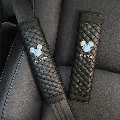 Pair of Interior Shoulder Cover – Seat belt shoulder pad - pair-blue-qiqi-head-shoulder-covers