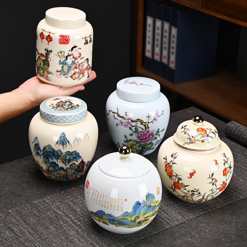Blue and White Ceramic Tea Cans, Wedding Storage Cans, High-End Tea Storage Cans, Loose Tea Sealed Cans, Moisture-Proof Tea Warehouse Wholesale