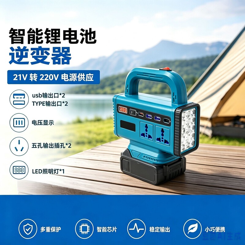 Foreign trade lithium battery inverter for outdoor emergency use, DC battery to AC current converter, 21V battery to 110V-240V tool Foreign trade lithium battery inverter for outdoor emergency use, DC battery to AC current converter, 21V battery to 110V-240V tool