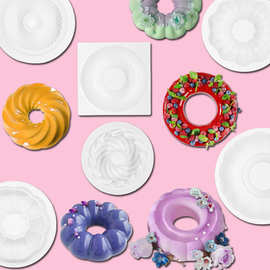 单个甜甜圈慕斯蛋糕硅胶模具 DIY花环花型曲奇布丁戚风蛋糕磨具