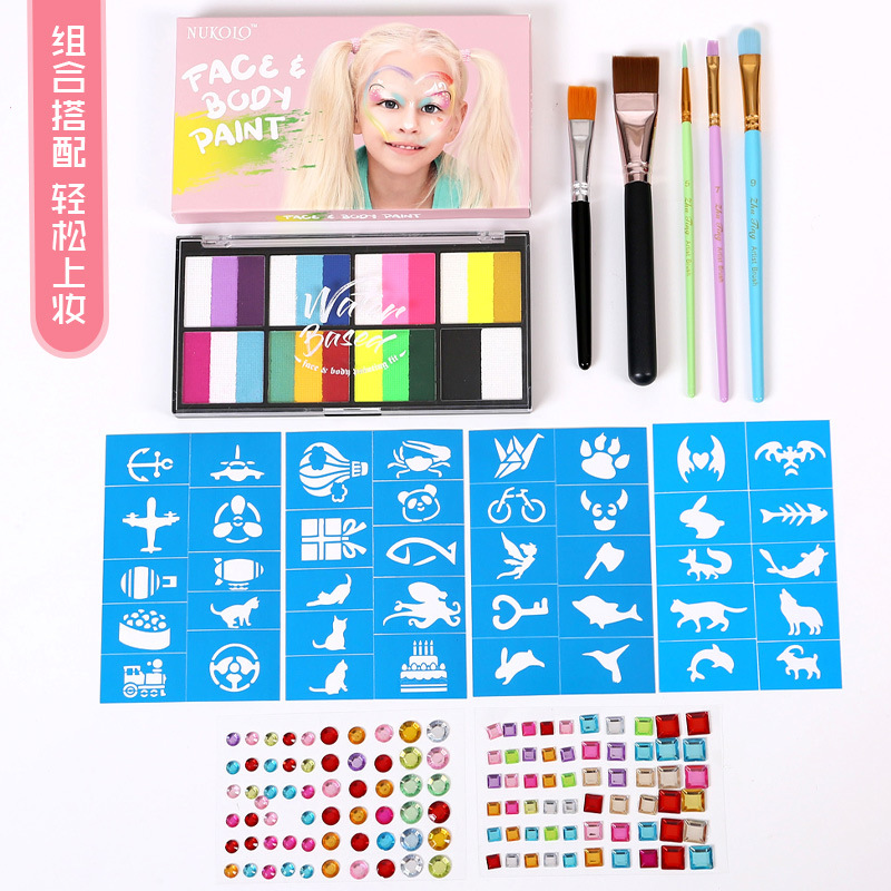 8 celosía pintura corporal de tres colores pintura soluble en agua pintura a base de agua maquillaje facial secado rápido Halloween