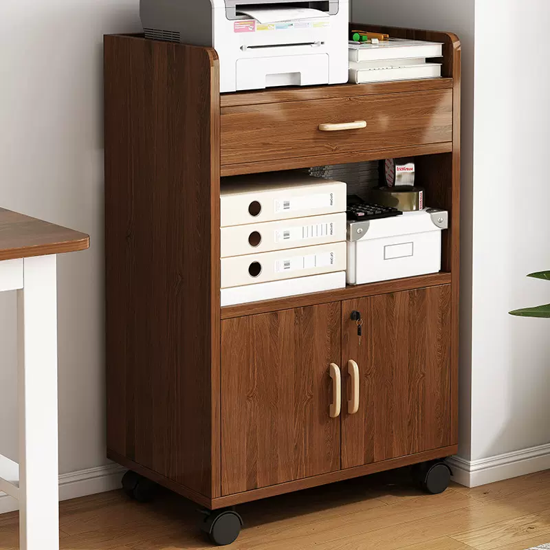 办公室文件柜简约现代移动柜子带轮分层文件收纳柜抽屉带锁储物柜