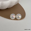 Silver needle, small design earrings from pearl, silver 925 sample, 2024 years, light luxury style