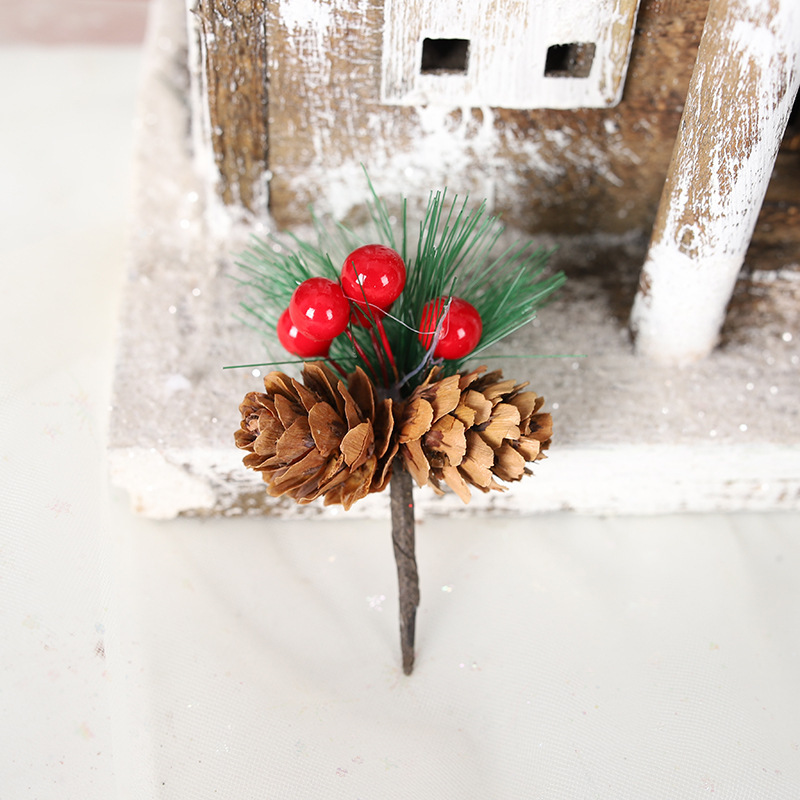 クリスマス松針クリスマス紅果松果挿しアクセサリークリスマス装飾品diy創意ギフトボックス包装アクセサリー|undefined
