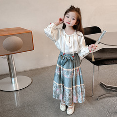 Little Girl's Mamian Skirt Hanfu 2024 New Spring and Autumn Style National Style Set for Girls Tang-style National Style Baby Children's Skirt