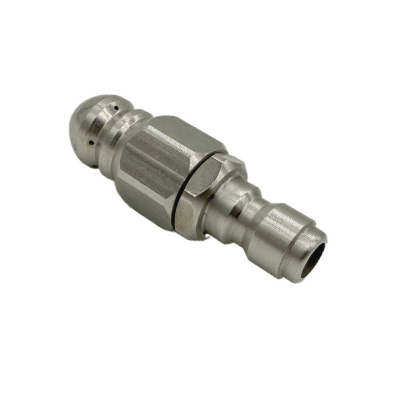 Sewer Pipe Unblocking Stainless Steel High-Pressure Nozzle 1/4 Quick Plug Front One Rear Six Water Mouse Head 5000Psi