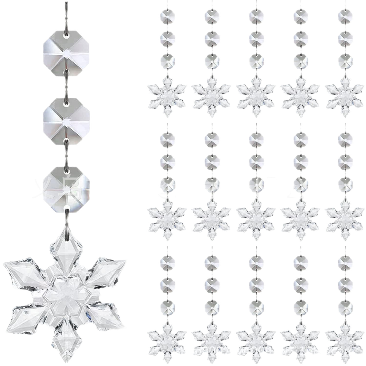 30 Piezas de Adornos Colgantes de Copos de Nieve de Cristal para Navidad, Decoración Acrílica Navideña, Adornos Colgantes para Decoración de Bodas