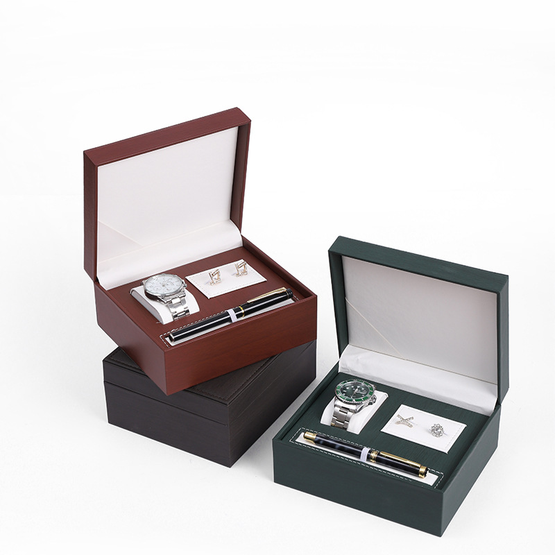 新款木纹手表套装盒商务风腕表袖口钢笔收纳盒精致礼品展示包装盒