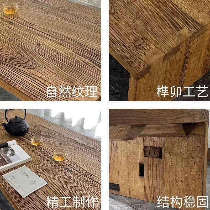 风化老榆木小茶桌全实木简约复古禅意茶桌榻榻米阳台飘窗炕桌矮几|undefined