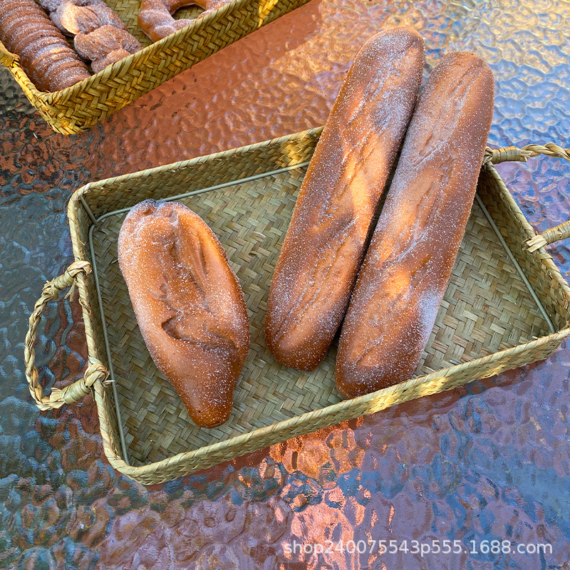 Grasas de mar tejidas a mano pan palo creativo rectangular no caña bambú tejido bandeja de almacenamiento de verduras y frutas horneado