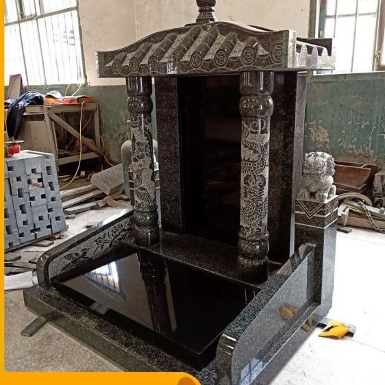 Manufacturer direct double stone carved tombstone burial traditional stone tablet delicate carving complete after-sales hand-carved