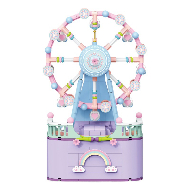 Compatible con Lego pequeño carrusel partículas montaje bloques de construcción juguete educativo niños serie caja música Niñas regalo