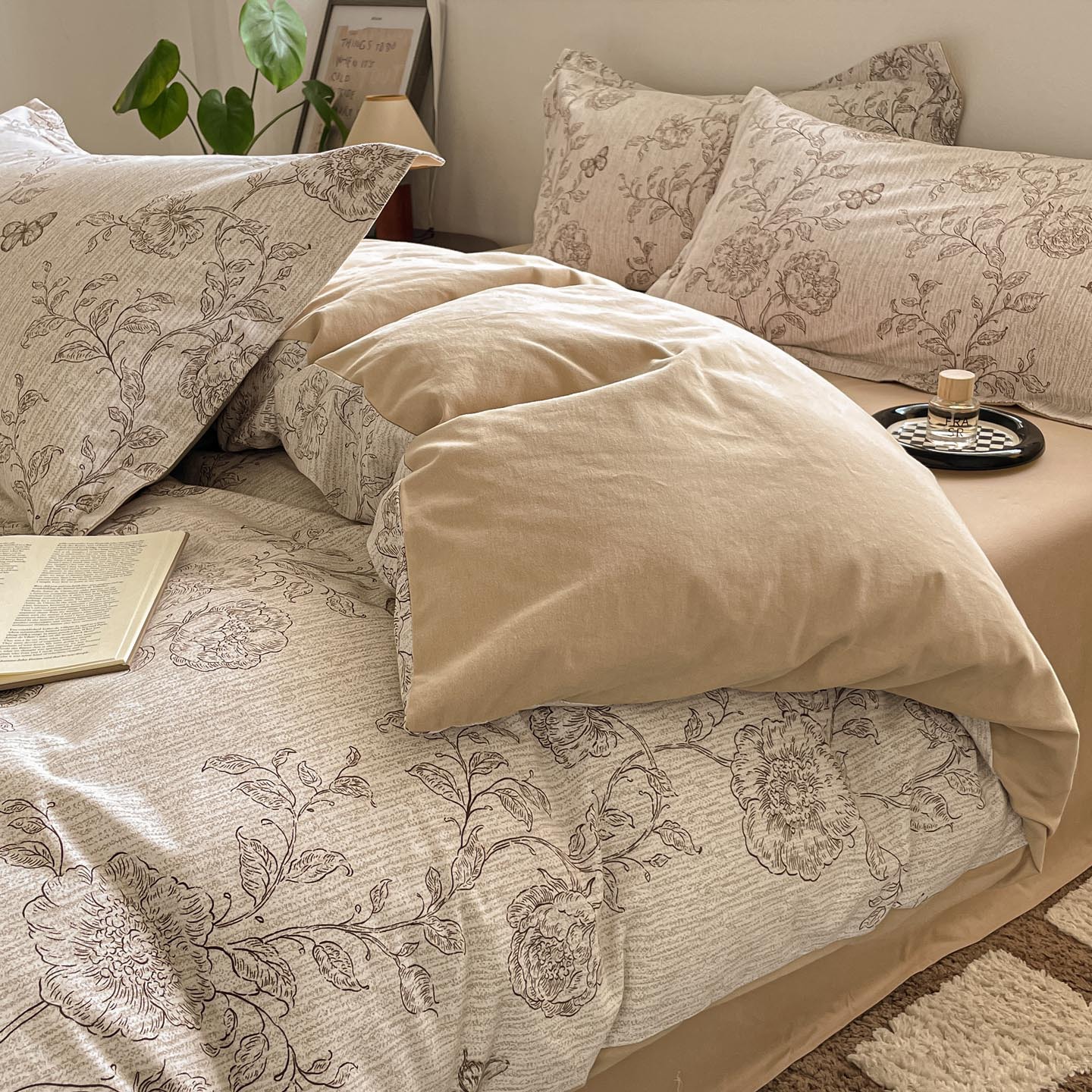 Algodón grueso de cuatro piezas, sábanas de algodón lavado con agua, dormitorios de estudiantes, tres piezas