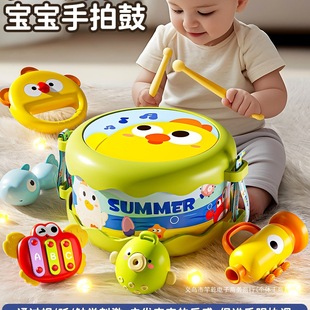 Baby Hand Drum Kidsren's Toy Percussion Instrument Infant Tambourine Beat 0 to 1 Years Old 3 to 6 Months and Above 2