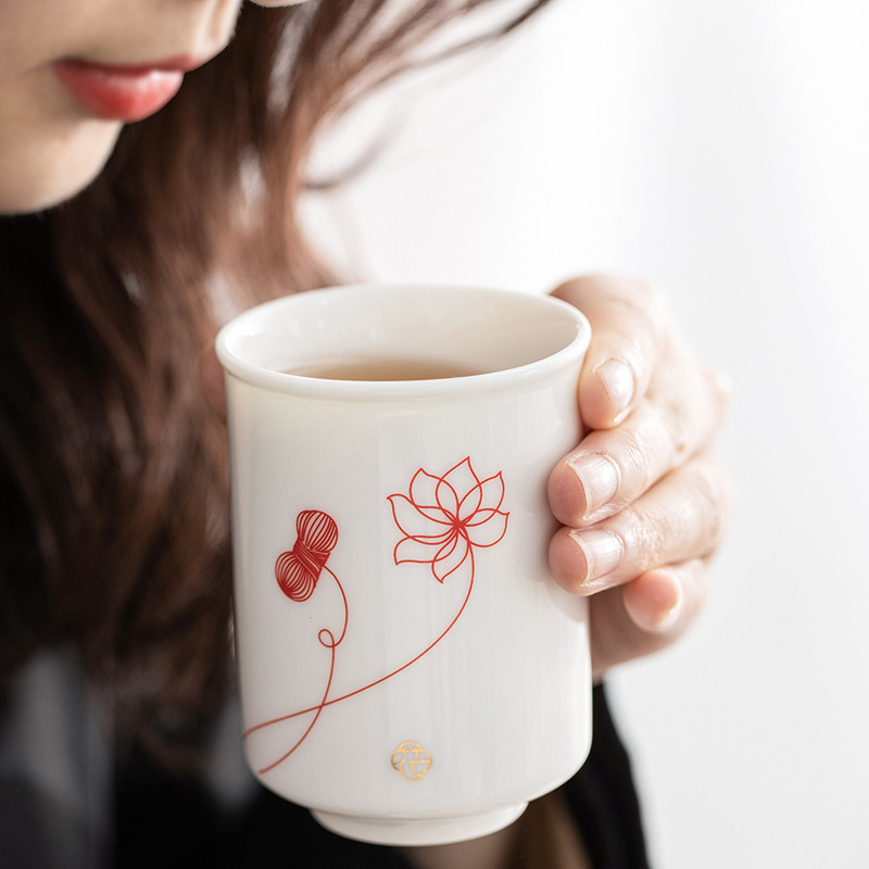 Taza de cerámica original de estilo nacional Wenchuang Taza de té cuatro conjuntos de cajas de regalo con logotipo impreso