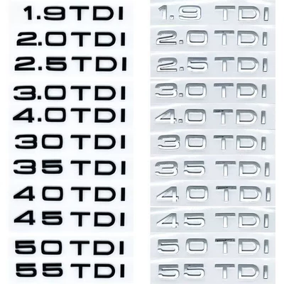 Car 2.0TDI 3.0TDI 4.0TDI 1.6TDI 1.9TDI label, suitable for Audi engine displacement markings (Car logo) - 19tdi-silver
