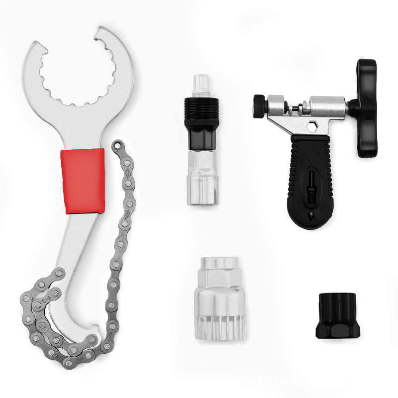 Herramienta de reparación de bicicletas eje central conjunto de combinación de llave volante conjunto de montaje y desmontaje herramienta de reparación de cadena giratoria Reparación de desmontaje de vuelo