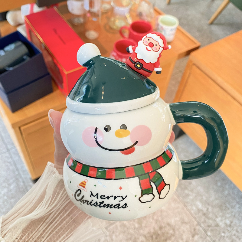 クリスマスギフトクリスマスカップクリスマススタイルマグホームセラミックコーヒーカップカップル親友カップクリスマスツリー|undefined