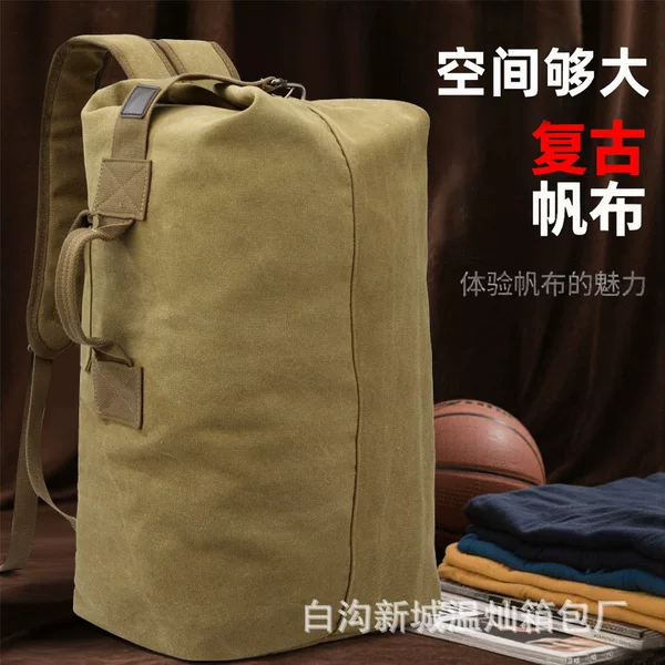 Wholesale Large Capacity Canvas Travel Backpack Men's Backpack Outdoor Sports Travel Bag Personalized Men's Bag Canvas Bag