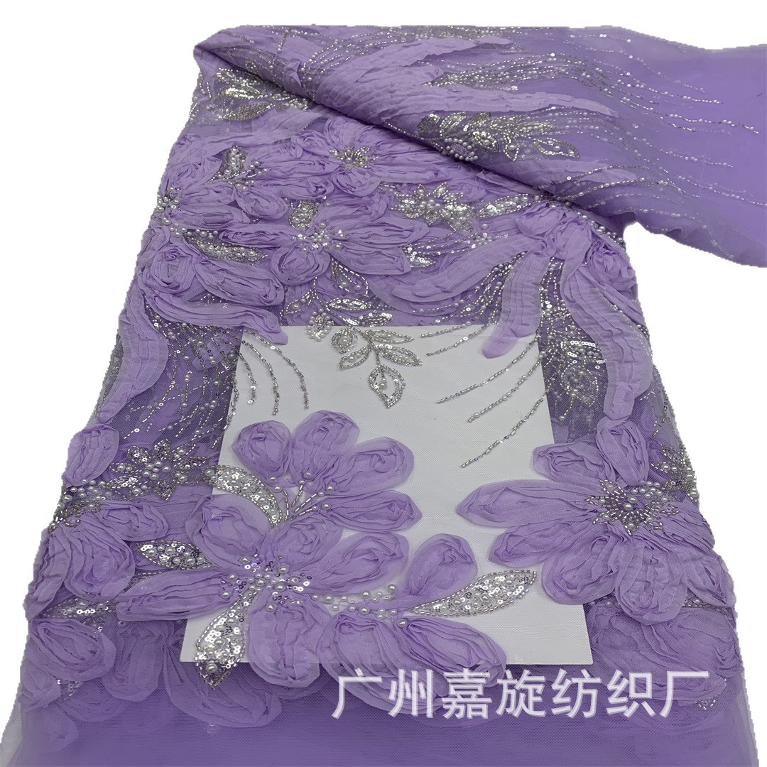 Vestido de Oriente Medio de mujer Placa de flores Tejido bordado Elegant Mesh Handmade Beaded Lace