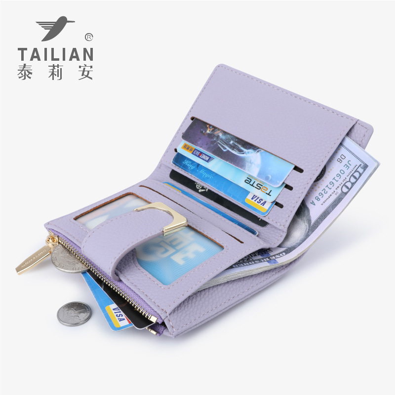Telian nuevo patrón lichi transfronterizo pequeña cartera de las mujeres de cuero de la PU cremallera corta de Moda Monedero de La Moneda billetera