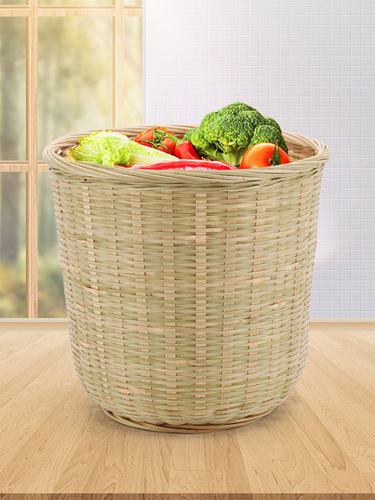 IYR7 Bamboo Woven Round Basket for Home and Commercial Use, Fruit and Vegetable Basket, Kitchen Trash Basket, Large and Medium Basket