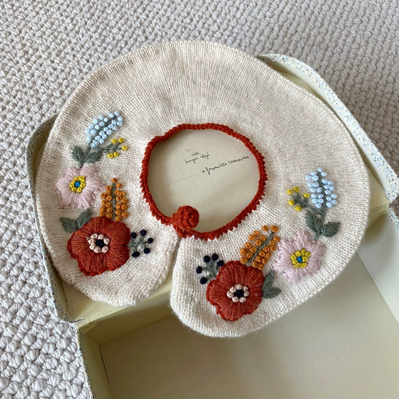 Детский поддельный воротник handmade, с вышивкой, цветочный