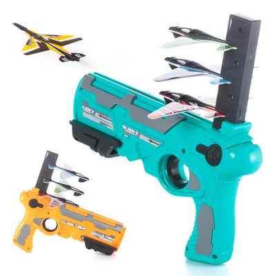 热销儿童玩具抖音泡沫弹射飞机儿童手枪一键弹射泡沫飞机枪式发射|ms