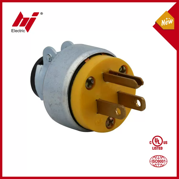 厂家现货美标金属外壳可拆接线工业插头跨境供应美式5-15电源插头