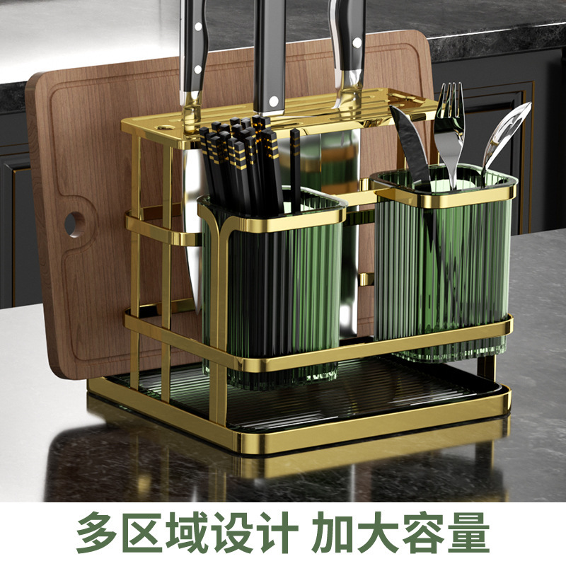 Caja de almacenamiento de palillos de lujo ligero, tubo de palillos de cocina para el hogar, barril de palillos de drenaje, estante de almacenamiento de palillos mongados en la pared, canasta de palillos, jaula de palillos