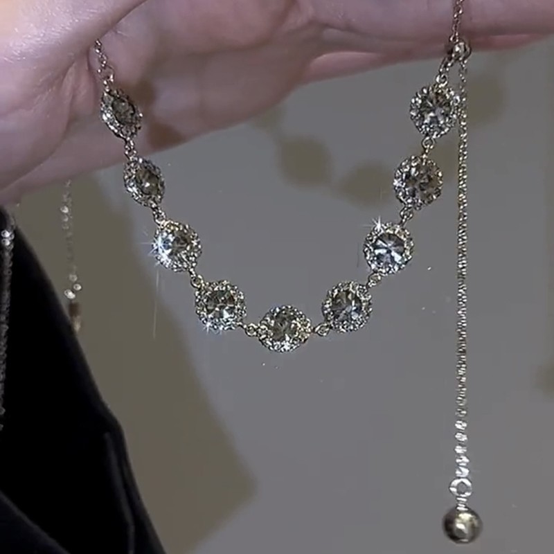 High-grade Light Luxury Crystal Diamond Pull Clavicle Chain Neck Chain