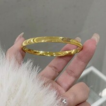 18K金猫眼手镯不脱模Au750实心彩金手饰爆闪闭口水贝黄金珠宝批发