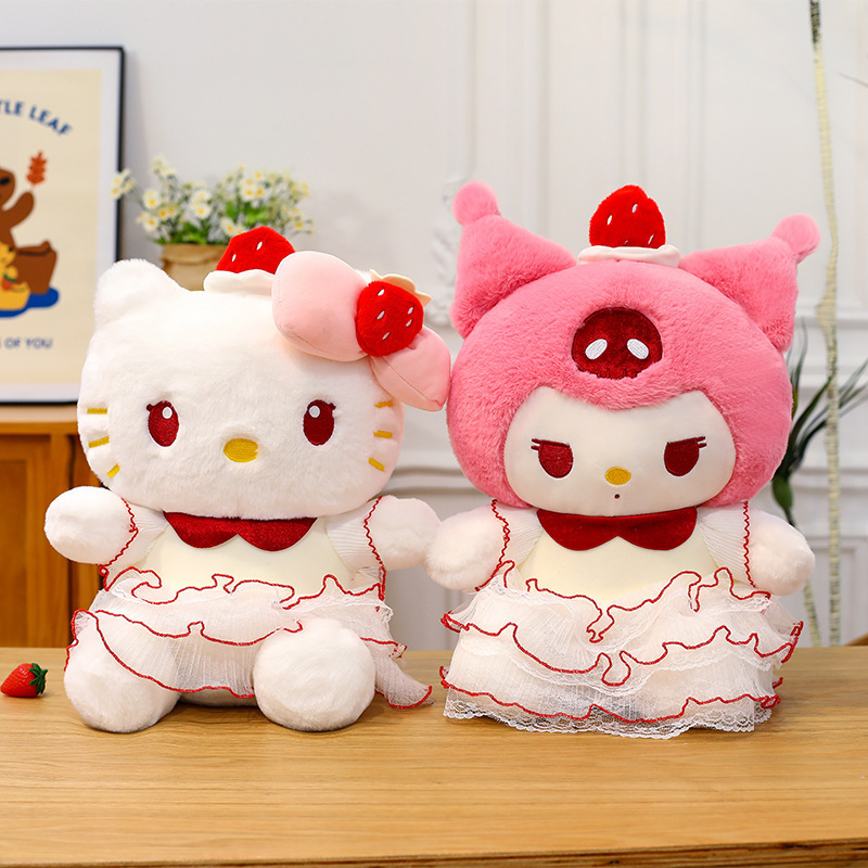 Strawberry Cake Kitty Cat Doll Birthday Hat Kuromi Doll Kt Cat Plush Kidsren's Girlfriend Toy Gift