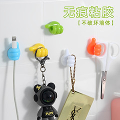 大拇指掛鈎數據線固定器電線收納夾強力粘膠可愛免打孔桌面理線器