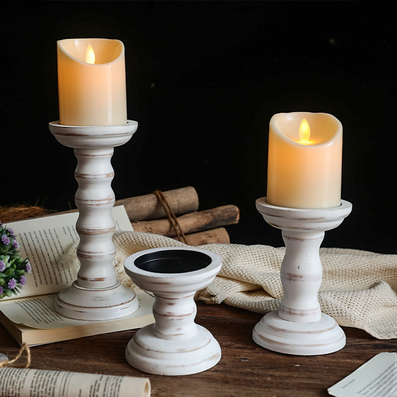 Cross-Border American Style Retro Wooden Roman Column Candlestick Ornaments Home Living Room Bar Tabletop Photo Props Cross-Border American Style Retro Wooden Roman Column Candlestick Ornaments Home Living Room Bar Tabletop Photo Props