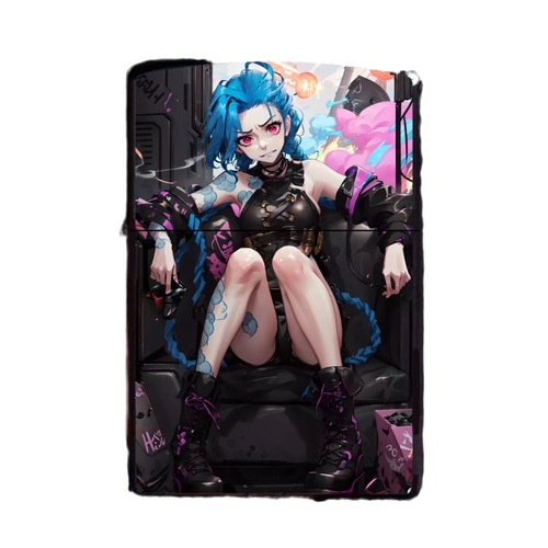 League of Legends Jinx Kerosene Lighter Anime Mobile Game Harley Quinn Internet Celebrity Windproof Lighter