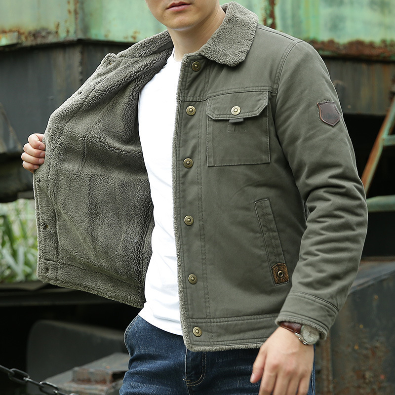 New winter men's cotton coat fleece-lined thickened green middle-aged casual cotton-padded jacket 3166 New winter men's cotton coat fleece-lined thickened green middle-aged casual cotton-padded jacket 3166