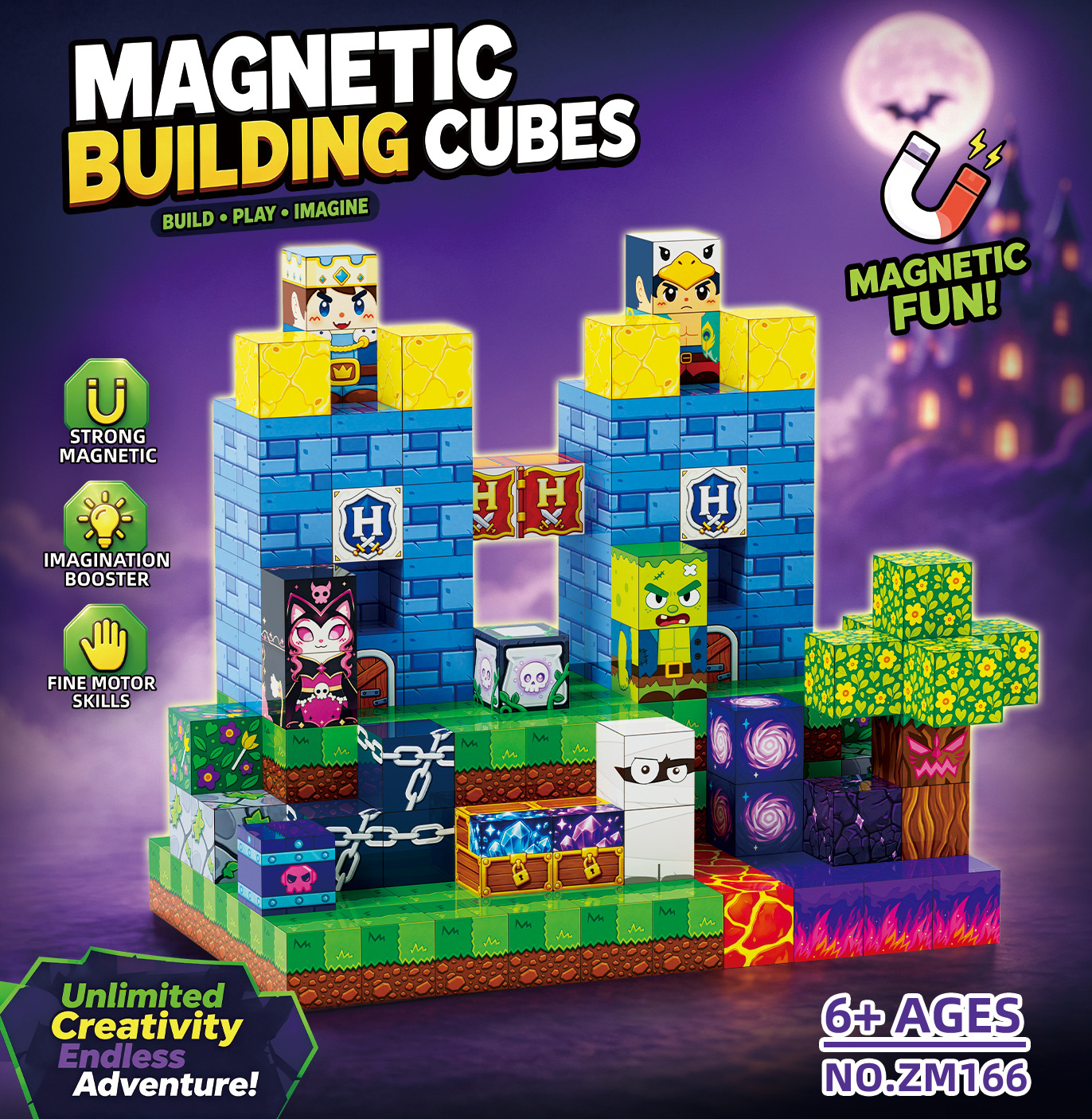 Bloques Magnéticos de Construcción de Castillo My Mini World de Amazon, Azulejos Magnéticos, Juguete de Bloques de Construcción Magnéticos DIY para Niños