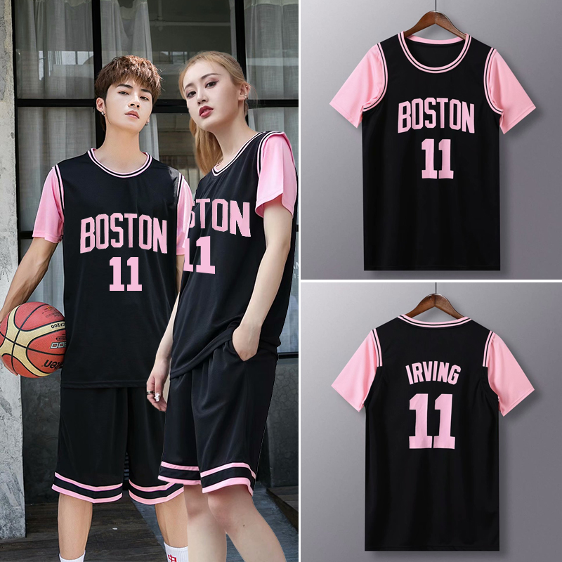 New Short-sleeved Basketball Suit Women's Korean-style Competition Team Uniform Student Sports Fake Two-piece Class Suit Printed Basketball Jersey suit