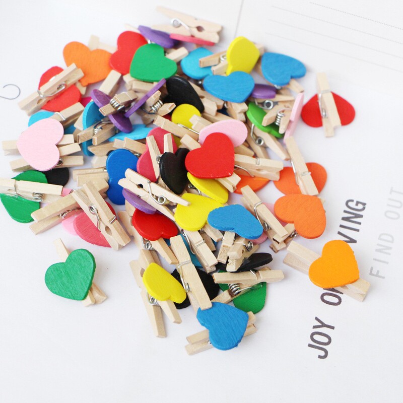 Wooden Clip, Heart-Shaped Wooden Clip, Photo Clip, Decorative Clip, Wooden Clip, Snack Clip, 3.0cm Heart-Shaped Clip