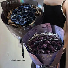 璀璨 七夕大理石油畫烏梅子醬牛皮紙防水花藝花束鮮花包裝紙資材